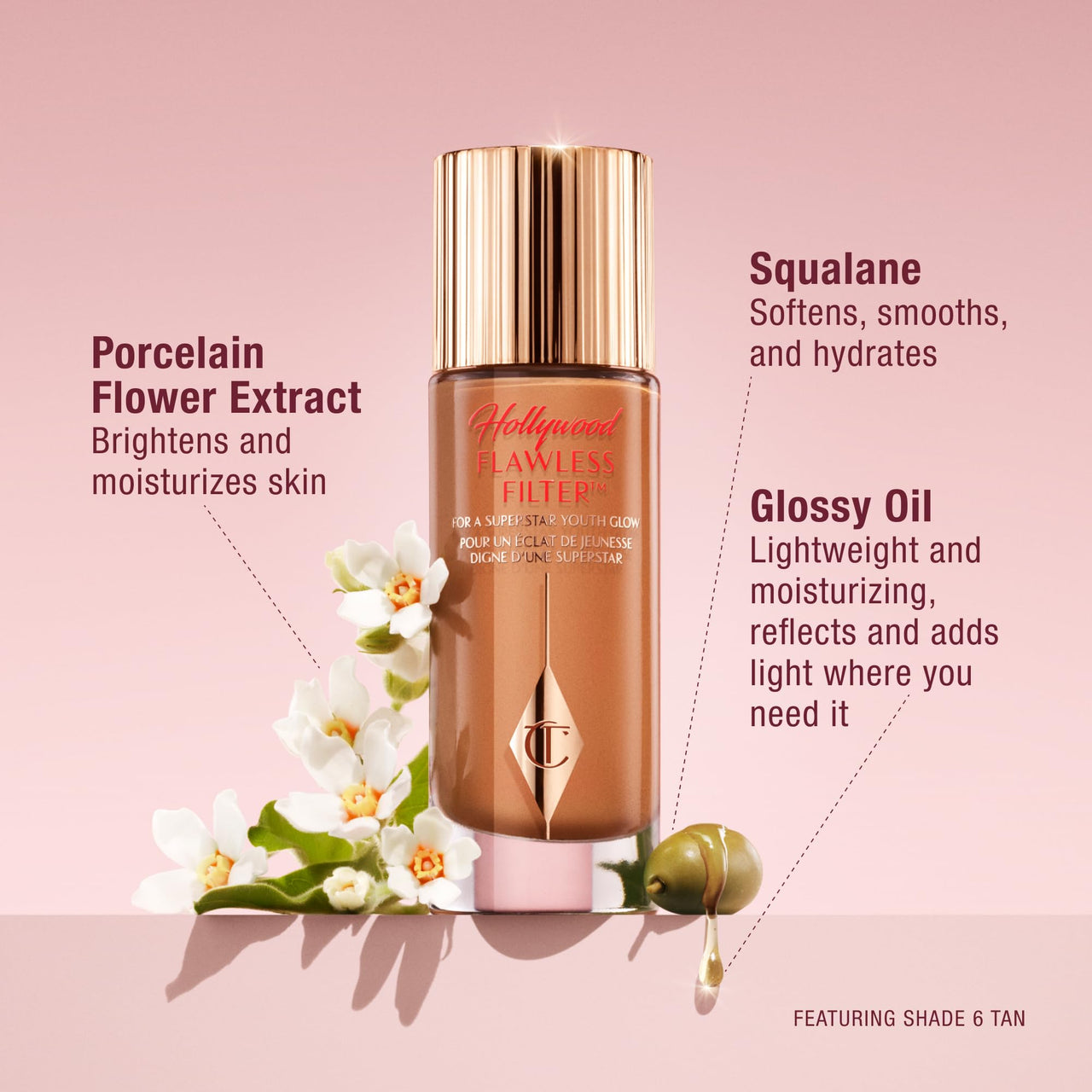 Charlotte Tilbury Hollywood Flawless Filter - Multi-Use Makeup Primer, Complexion Booster & Illuminating Liquid Highlighter with Sheer Coverage - Smooths & Blurs Skin - 4 Medium