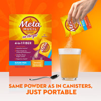 Thumbnail for Metamucil On-the-Go Packets, Sugar-Free, 44 Packets, 4-in-1 Psyllium Husk Fiber Supplement, Orange Flavored, Individual Servings Great for Travel, Fiber Supplement for Digestive Health and Regularity