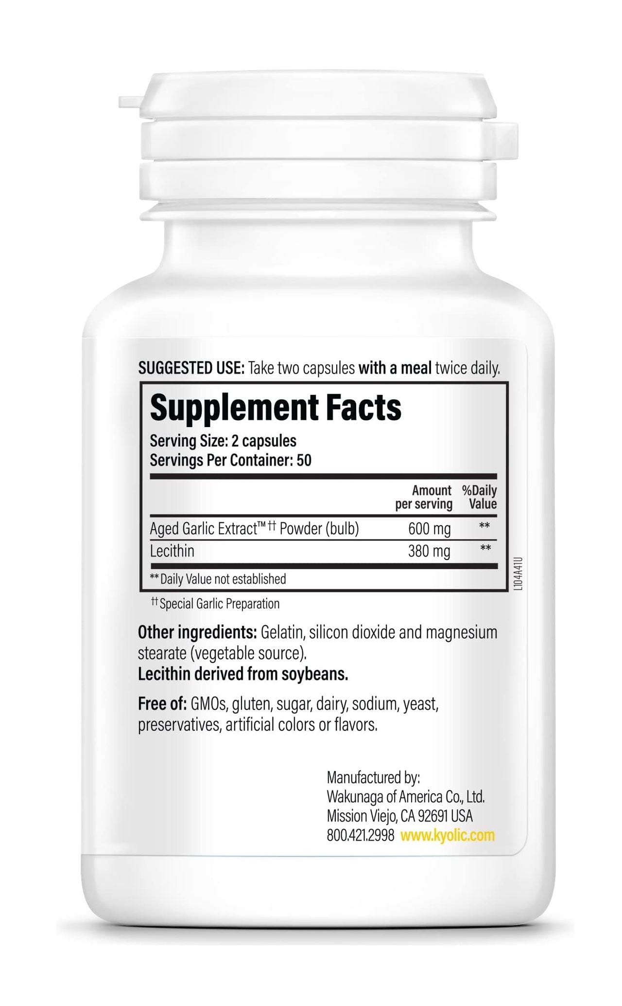 Kyolic Aged Garlic Extract Formula 104, Cholesterol Health*, 100 Capsules