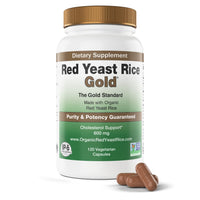 Thumbnail for Red Yeast Rice Gold, Made with 600 mg Organic Red Yeast Rice - IP6 International - 120 Vegetarian Capsules