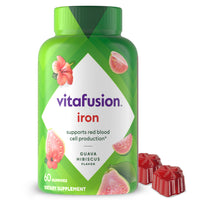 Thumbnail for Vitafusion Iron Gummy Vitamin Supplement, Supports Red Blood Cell Production*, Guava Hibiscus Flavor, 30 Servings, 60 Count