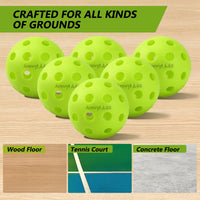 Thumbnail for Arewyt Pickleball Balls, 6 Pack 40 Holes Outdoor Pickleball Balls, High Visibility and Bounce, Durable Pickle Balls for All Style Pickleball Paddles & All Skill Levels, Neon Green