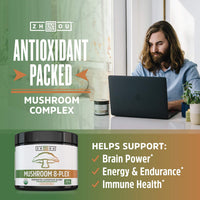 Thumbnail for ZHOU Mushroom 8-Plex - Mushroom Supplement, Powder Blend, Coffee Alternative for Adults, Nootropic Complex for Health with Chaga, Lions Mane, Reishi & Turkey Tail - 2.14oz (30 Servings)
