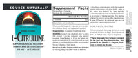Thumbnail for Source Naturals L-Citrulline - Supports Exercise Recovery, Energy and Detoxification*, 500 mg - 60 Capsules