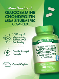 Thumbnail for Nature's Truth Glucosamine Chondroitin MSM Complex | 90 Caplets | with Turmeric | Double Strength | Non-GMO & Gluten Free Supplement
