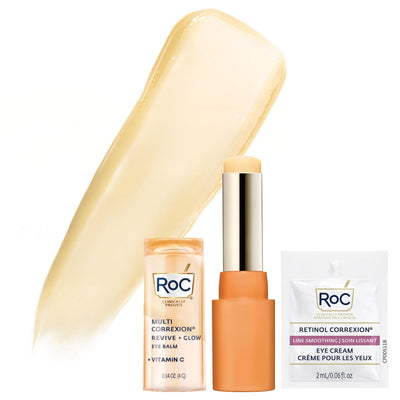 Image 1 of RoC Multi Correxion Revive + Glow Eye Balm with Vitamin C (0.14 oz) + Retinol Eye Cream Packette
