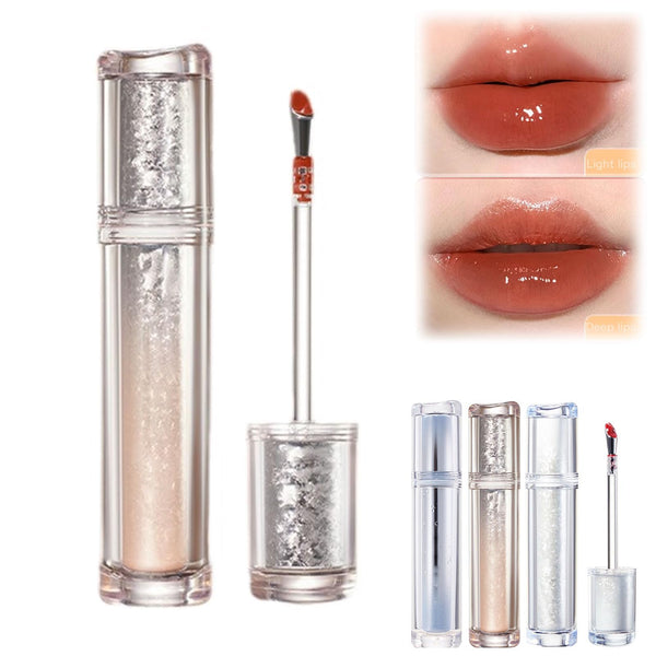 Ice Watery Lip Gloss, Mirror Tea Jelly Light Lip Glaze, Moisturizing Nonstick Liquid Lipstick (#05 Sunset Orange)