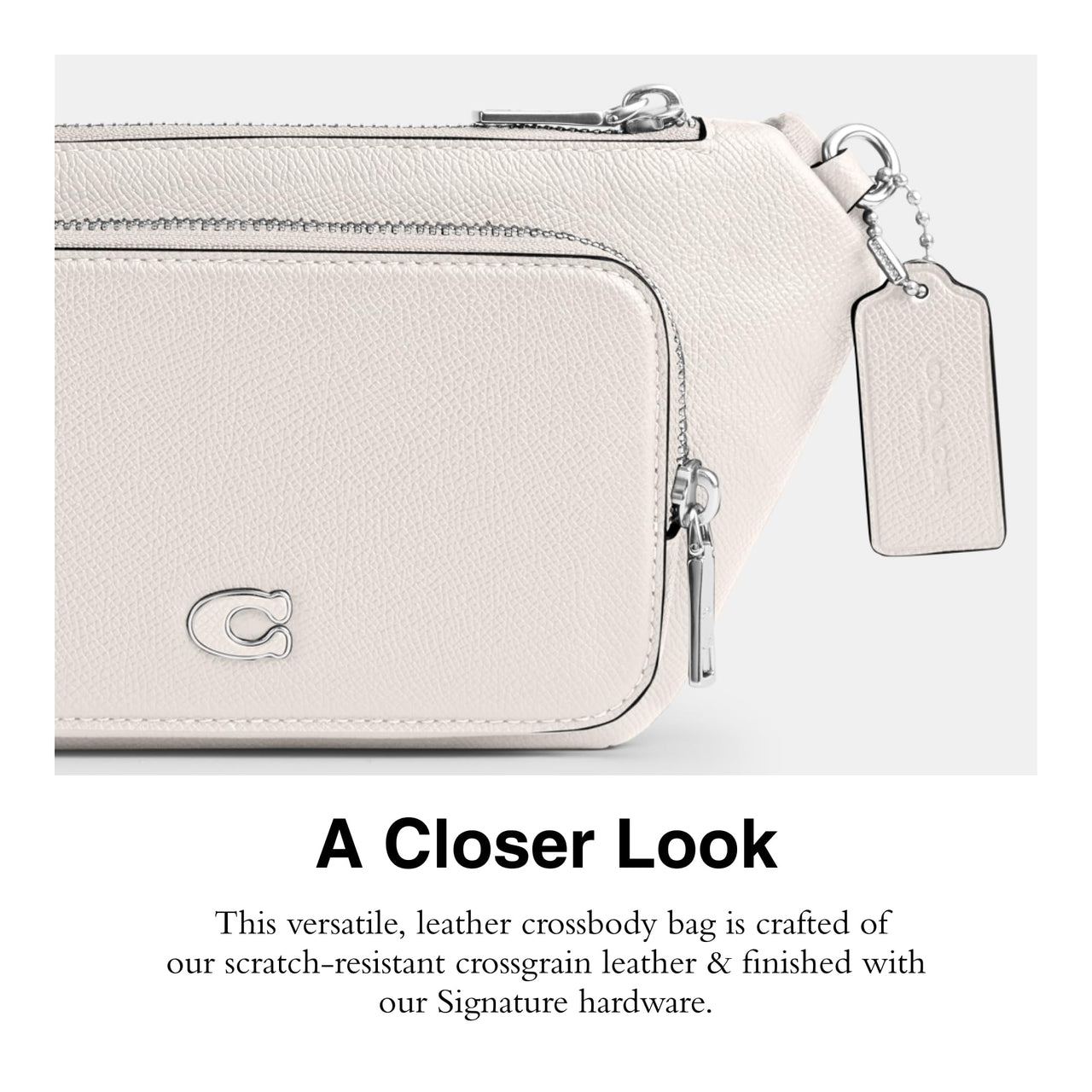COACH Belt Bag in Crossgrain Leather, Chalk