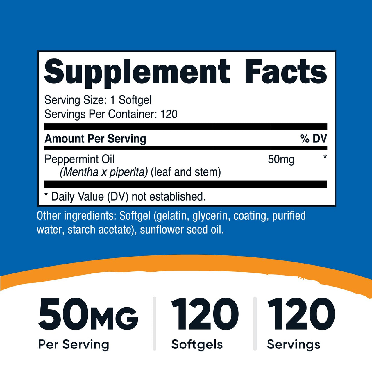 Nutricost Peppermint Oil Softgels (120 SFG) (50 MG) - Gluten Free, Third Party Tested and GMO Free