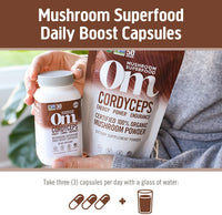 Thumbnail for OM MUSHROOM SUPERFOOD Cordyceps Mushroom Capsules Superfood Supplement, 90 Count, 30 Days, Organic Energy Supplement for Stamina and Endurance