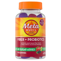 Thumbnail for Metamucil Fiber Gummies for Adults with Probiotics for Bloating Relief, No Sugar Added Strawberry Kiwi BlackBerry Flavors, 5g Prebiotic Plant Based Fiber Supplement Blend, 90 Count
