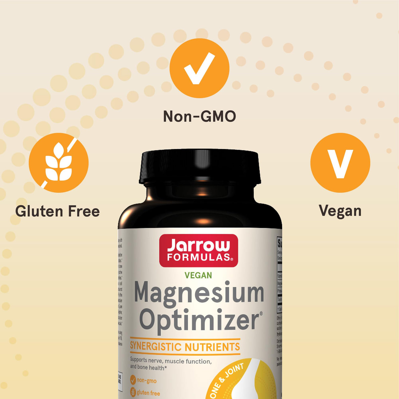 Jarrow Formulas Magnesium Optimizer, Dietary Supplement, Supports Nerve, Muscle Function and Bone Health, 200 Tablets, 100 Day Supply