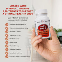 Thumbnail for GeriCare One-Daily Multi-Vitamin Tablet, 100 Count Adult Multivitamin Supplement | Easy-to-Take Dietary Supplement with Vitamins A, C, D3, B, Calcium| Vitamin & Mineral Complex (2 Pack)