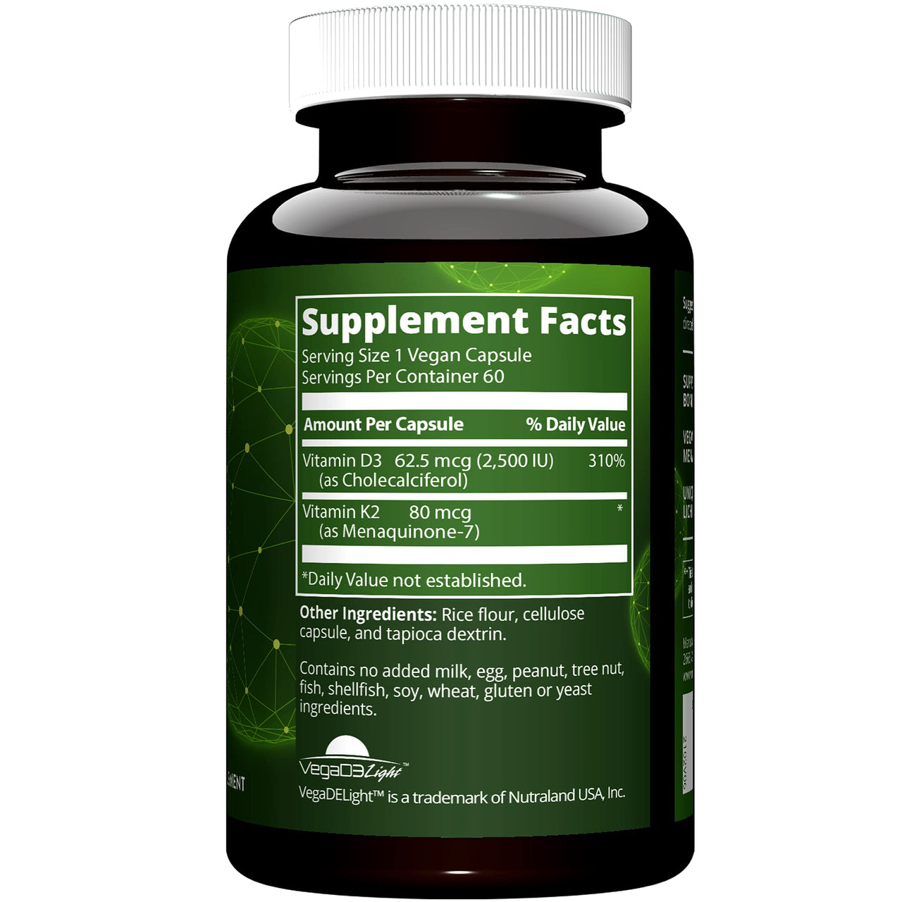 MRM Nutrition Vegan Vitamin D3 & K2 - For Women & Men - Plant‑Based D3 from Lichens with MK‑7 Vitamin K2, Vegan Calcium Absorption Support for Bone & Immune Health, Certified Non‑GMO - 60 Servings