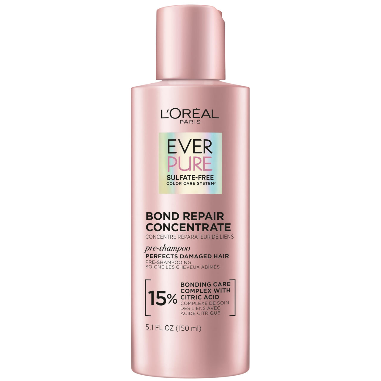 L'Oreal Paris Sulfate Free Bond Repair Pre Shampoo Treatment, Hair Repair for Colored, Bleached or Damaged Hair, EverPure, 5.1 Fl Oz (Packaging May Vary)