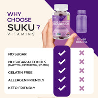 Thumbnail for SUKU Vitamins - Mega Strength Magnesium - 177 mg of Magnesium Bisglycinate Gummies for Muscle Function - Easy to Chew - Non GMO, Gluten Sugar Free - Grape BlackBerry Flavored Gummy Vitamins (50 Count)