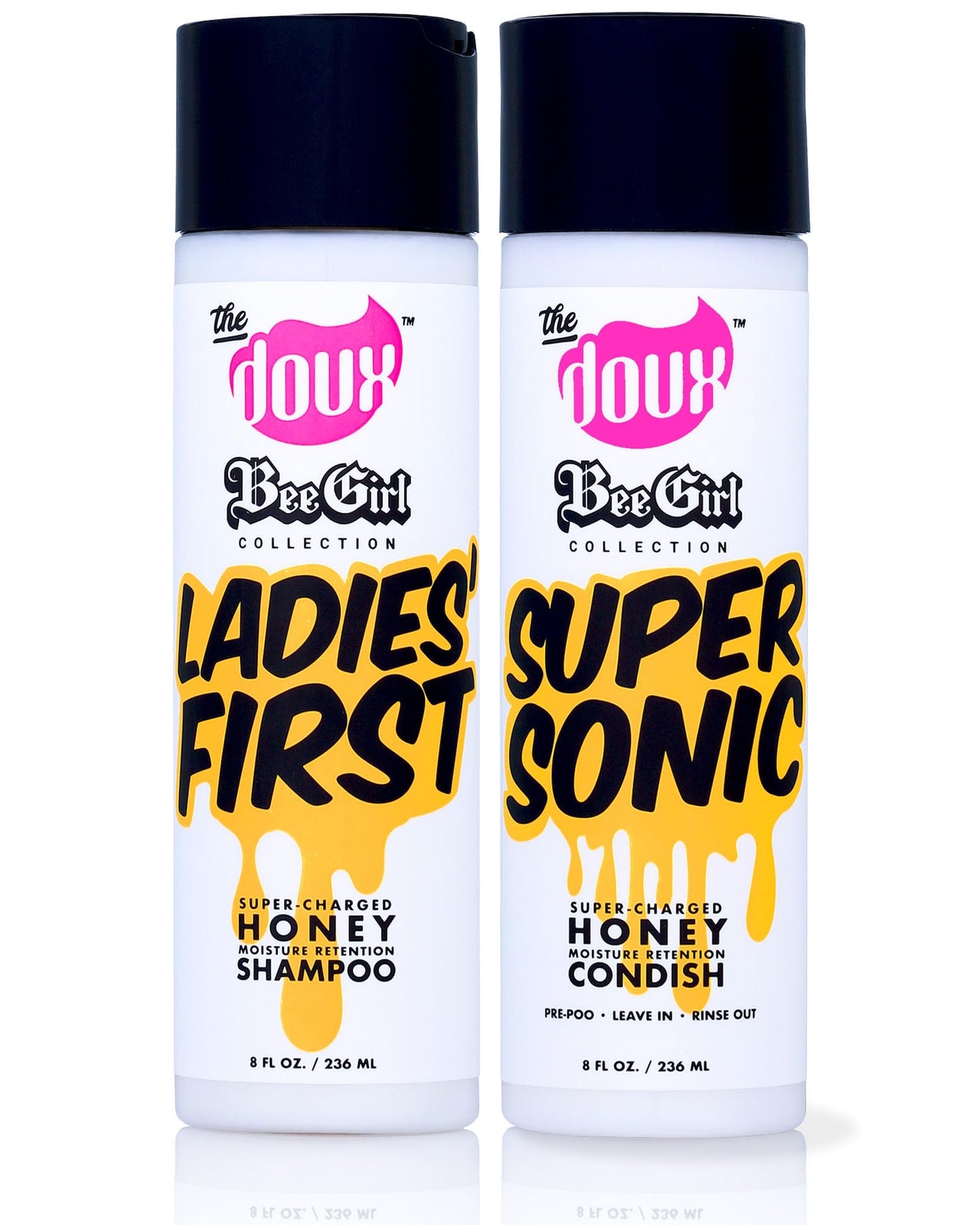The Doux LADIES FIRST Honey Shampoo and SUPERSONIC Honey Condish - Hydrating Curl Shampoo and Conditioner Bundle - Leave In Conditioner