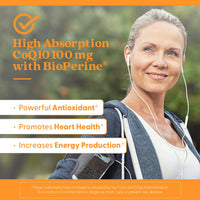 Thumbnail for Doctor's Best High Absorption CoQ10 with BioPerine, Gluten Free, Naturally Fermented, Heart Health, Energy Production, 100 mg, 120 Count