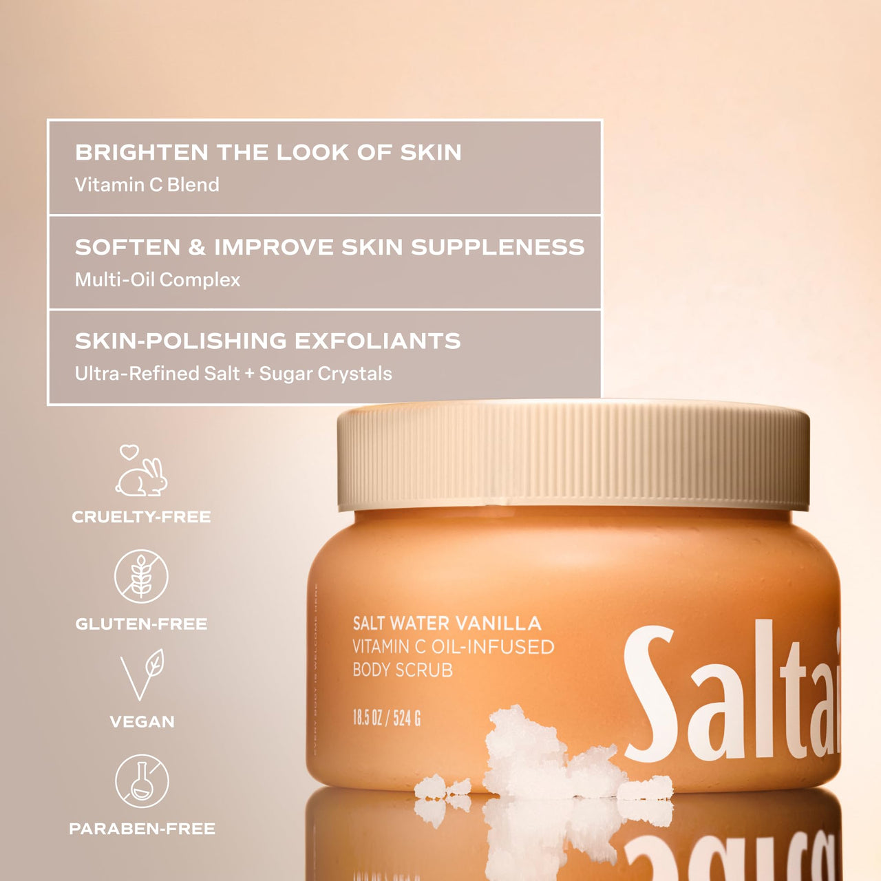 Saltair Vitamin C Oil-Infused Body Scrub | Salt Water Vanilla, 18.5 oz