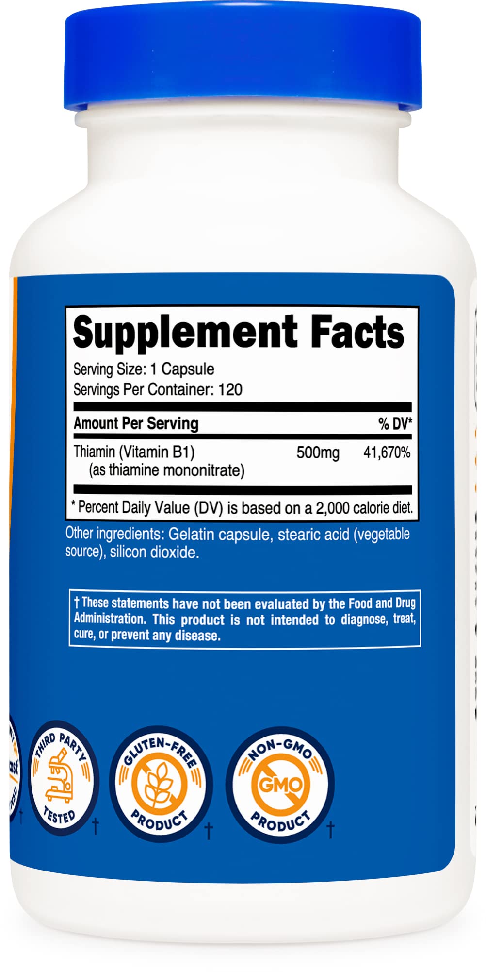Nutricost Vitamin B1 (Thiamin) 500mg, 120 Capsules (3 Bottles)