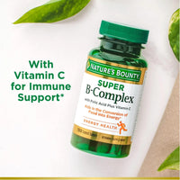 Thumbnail for Nature's Bounty Super B-complex with Folic Acid Plus Vitamin C, 300 Tablets (2 X 150 Count Bottles)