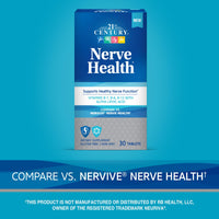 Thumbnail for 21st Century Nerve Health Tablets (30 Count), Alpha Lipoic Acid 300mg, B1, B6, & B12 Vitamins for Nerve Function Support, Antioxidant ALA Supplement, Gluten Free. Non-GMO, & Vegan