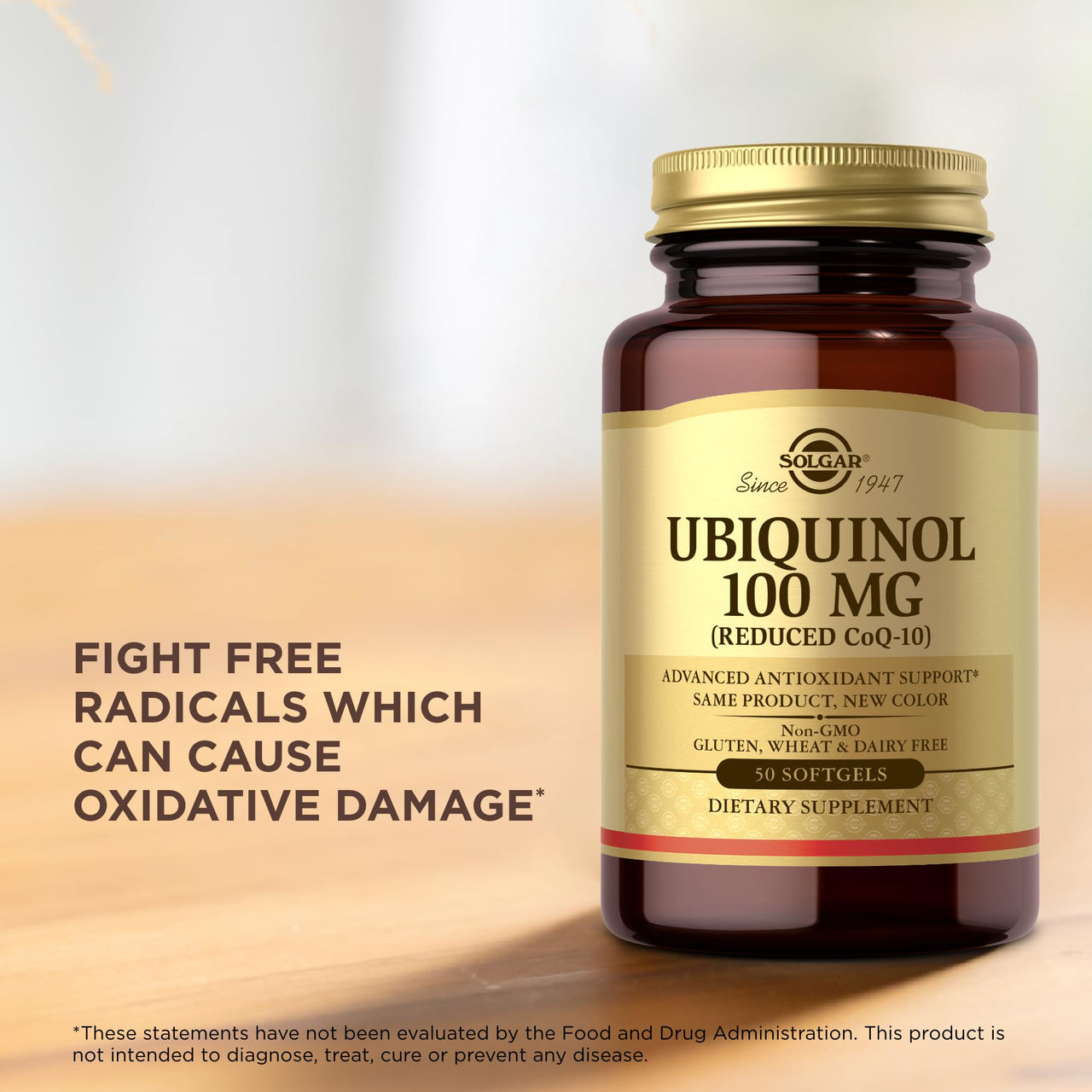 Solgar Ubiquinol 100 mg (Reduced CoQ-10) - 50 Softgels - Advanced Antioxidant Support - Non-GMO, Gluten Free, Dairy Free - 50 Servings