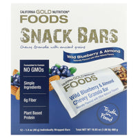 Thumbnail for California Gold Nutrition Foods, Wild Blueberry & Almond Chewy Granola Bars, 12 Bars, 1.4 oz (40 g) Each