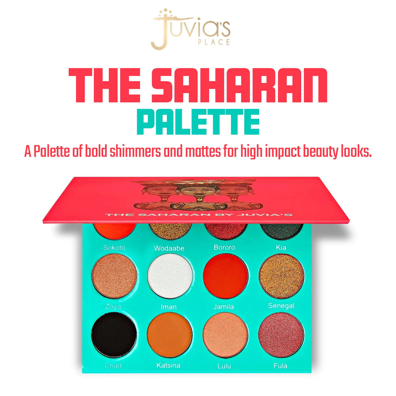 Juvia's Place Palette The Saharan - Reds, Black, White, Golds, Peach, Shades of 12, Bold Mattes and Flattering Shimmer, Professional Eye Makeup, Pigmented Palette for Eye Color & Shine