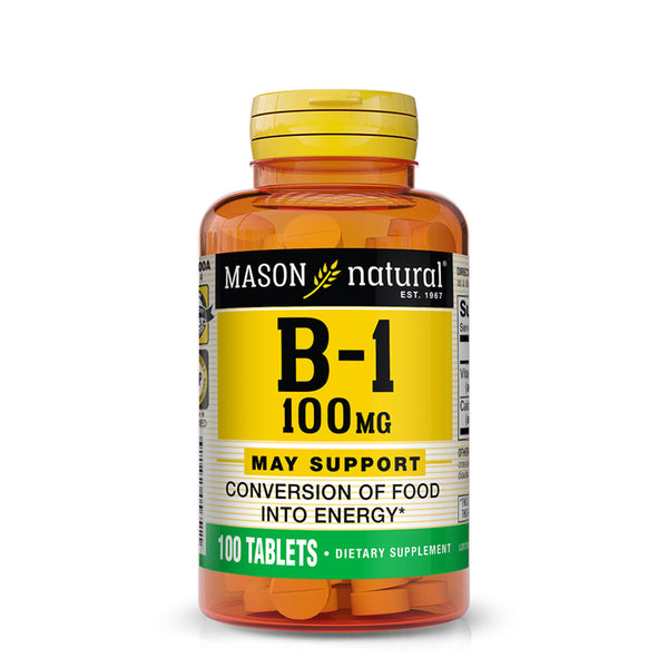 MASON NATURAL Vitamin B1 (Thiamin) 100 mg - Healthy Conversion of Food into Energy, Supports Nerve and Immune Health, 100 Tablets
