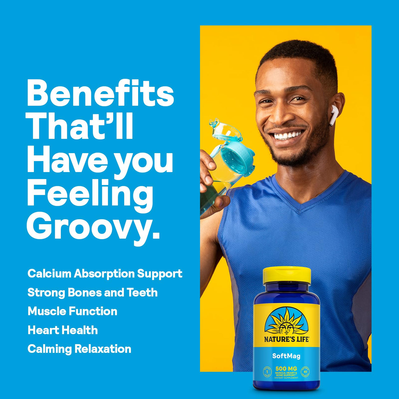 NATURE'S LIFE SoftMag 500 mg - Magnesium Complex - Bone Health, Muscle and Heart Health Support - Easy to Swallow Softgels - 60-Day Guarantee, 60 Servings, 60ct