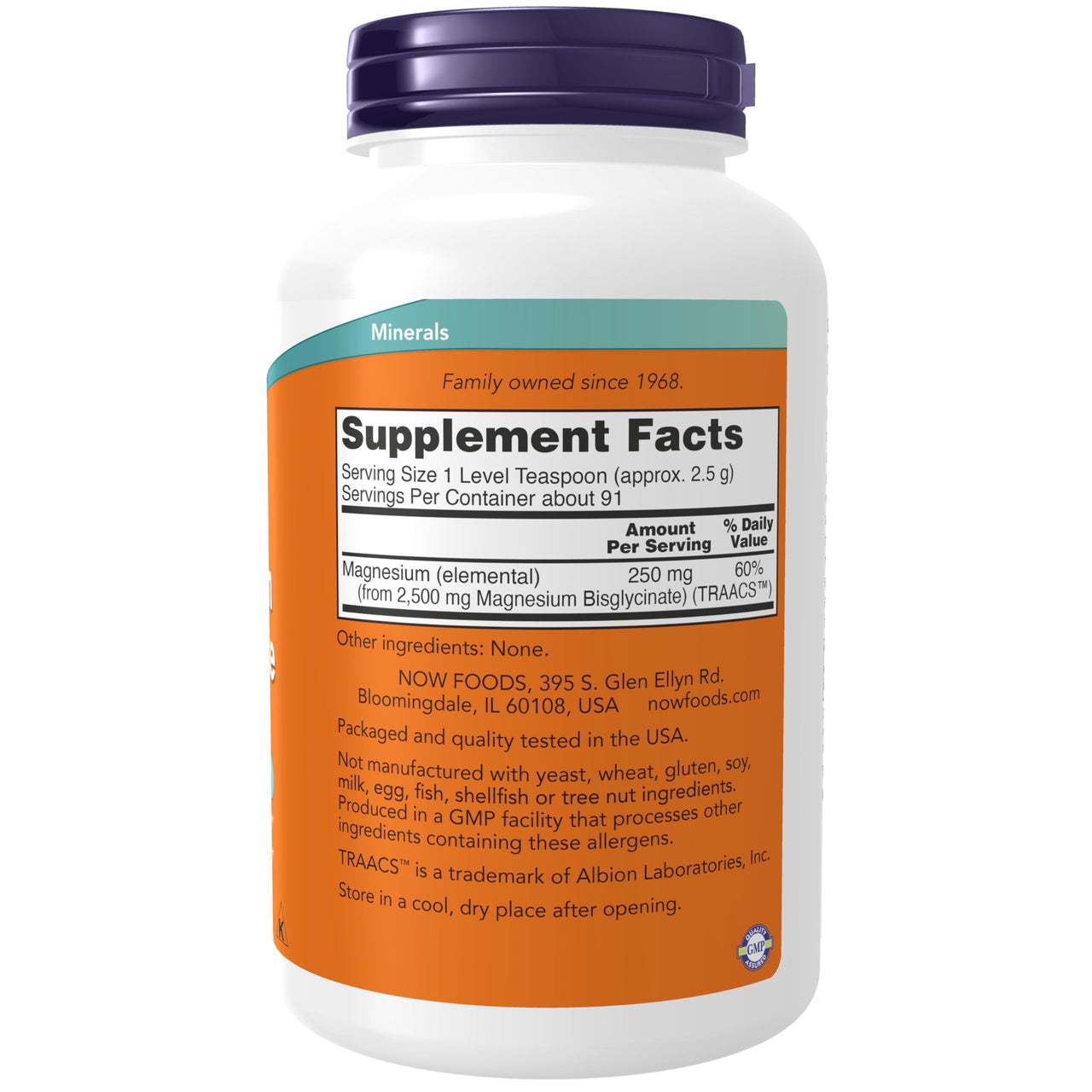 NOW Foods Supplements, Magnesium Bisglycinate Powder, Enzyme Function*, Nervous System Support*, 8-Ounce