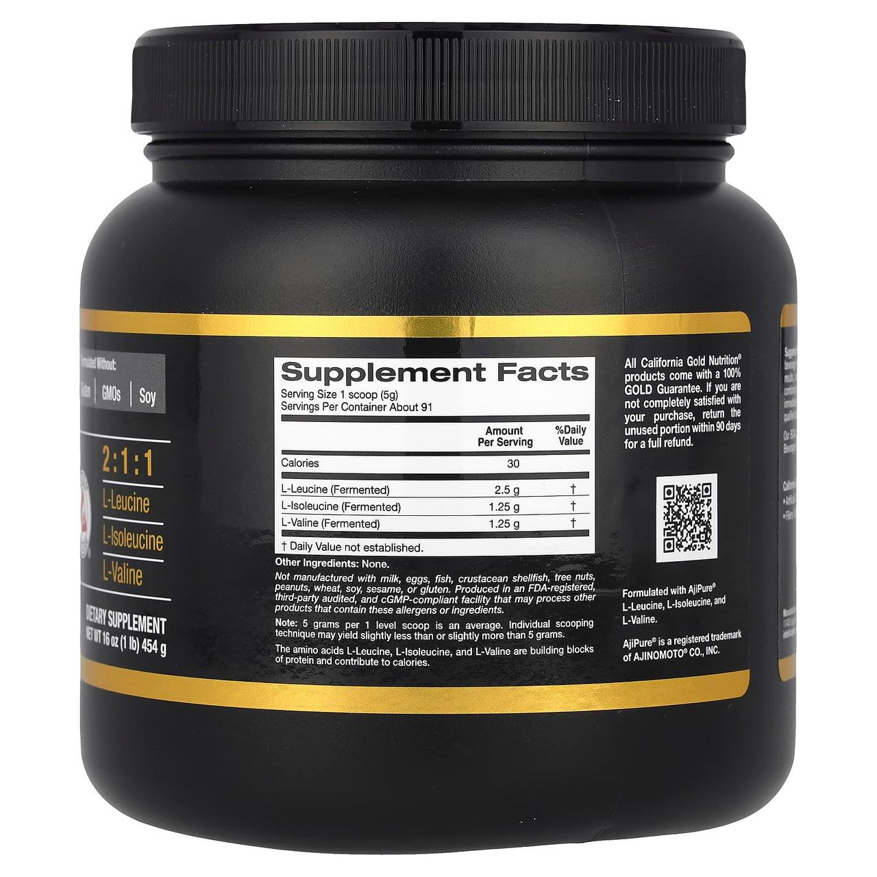 California Gold Nutrition Sport, BCAA Powder, AjiPure®, Branched Chain Amino Acids with L-Leucine, L-Isoleucine and L-Valine, 1 lb (454 g)