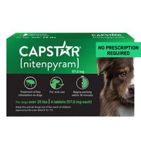 Thumbnail for Capstar for Dogs (nitenpyram), Fast-Acting Oral Flea Treatment for Dogs Over 25+ lbs, Vet-Recommended Flea Medication Tablets Start Killing in 30 Minutes, 6 Doses