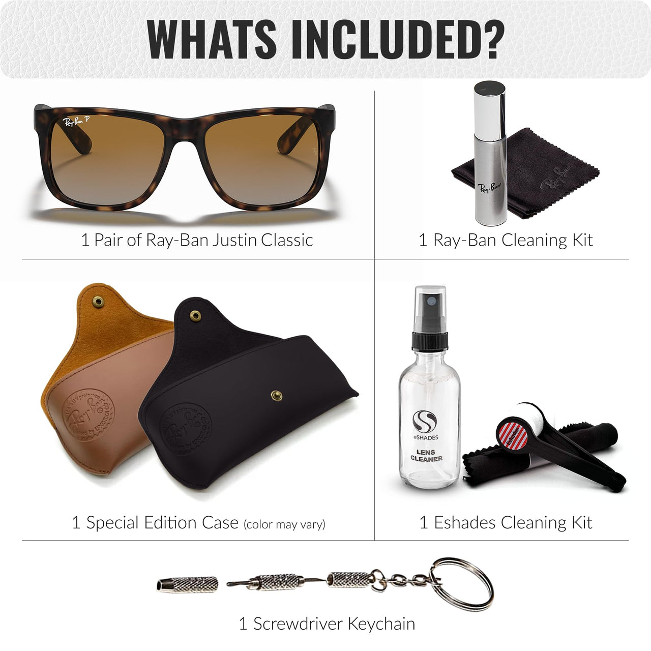 Ray-Ban RB4165 JUSTIN CLASSIC POLARIZED Square Shaped Sunglasses for Men & Women – Includes Official Rayban Eyewear Kit – Ideal Formal & Casual Wear Sunglasses – Brown/Grey Lens