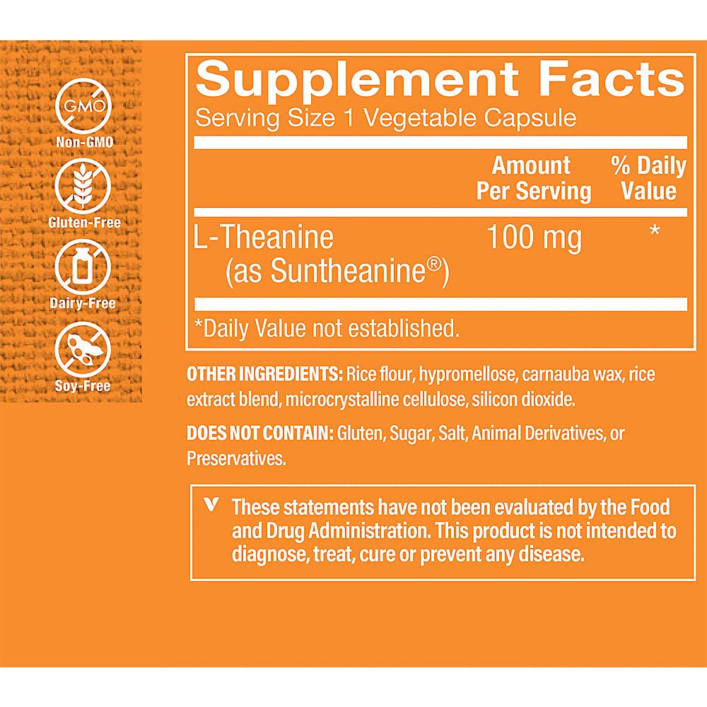 The Vitamin Shoppe L-Theanine 100MG - Calm Focus, Stress Support & Relaxation, Amino Acid from Green Tea (120 Capsules)