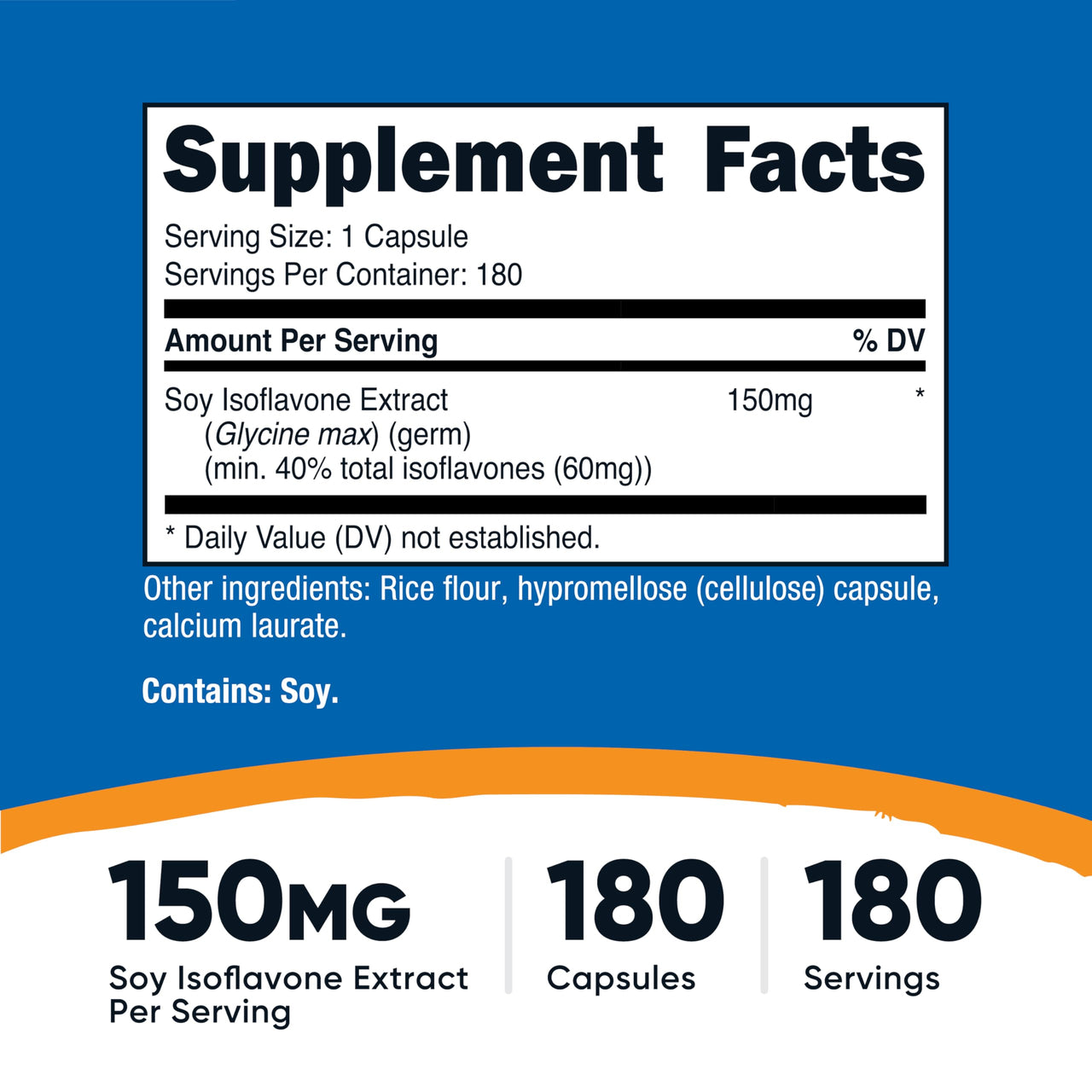 Nutricost Soy Isoflavones 150mg, 180 Veggie Capsules - Gluten Free, Non-GMO, Vegetarian Friendly
