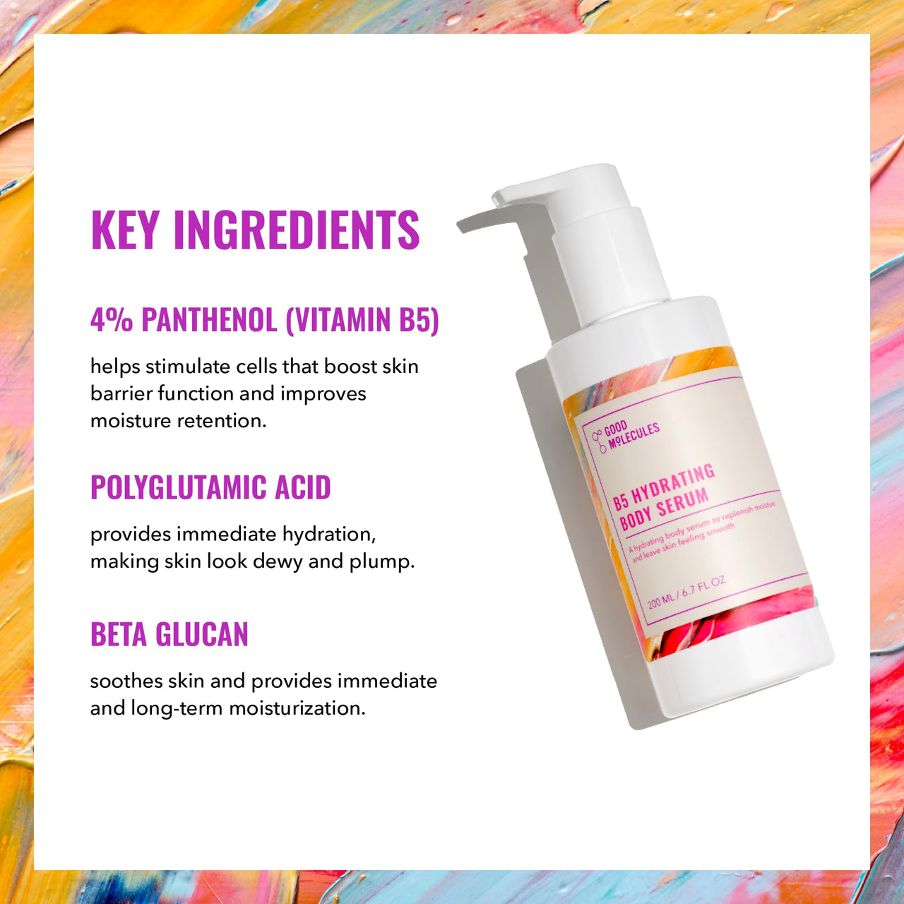 Good Molecules B5 Hydrating Body Serum - Moisturizing Serum with B5 Panthenol, Polyglutamic Acid, and Beta Glucan - Anti-aging Skincare for Body