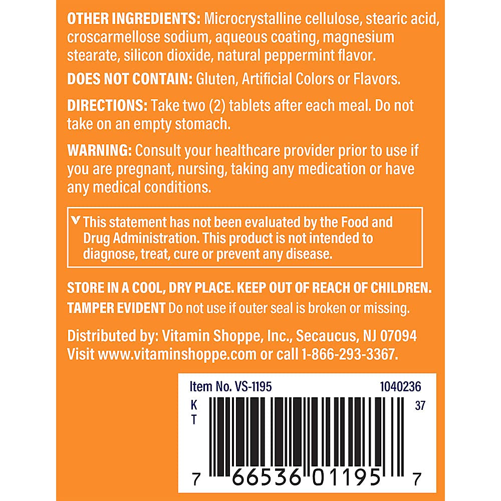 The Vitamin Shoppe Digestive Enzymes - Complete Multi-Enzyme Formula | Protein Fat Carb Digestion | 300 Tablets | Plant-Based