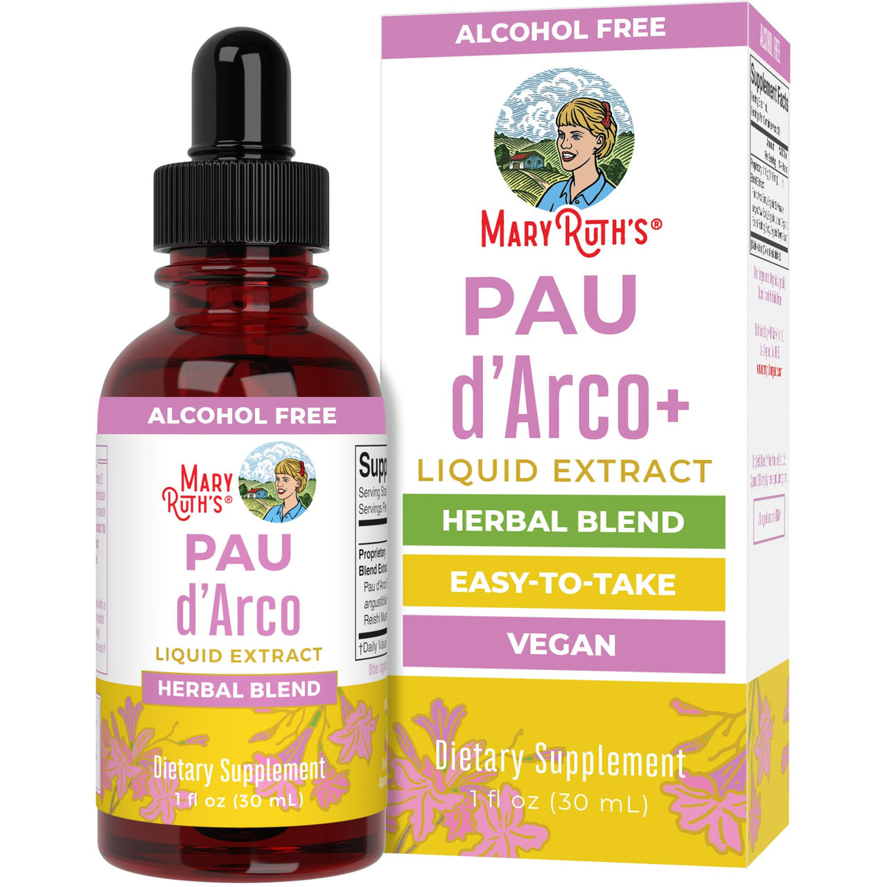 MaryRuth Organics PAU D'Arco Herbal Blend | Reishi Mushroom | Echinacea angustifolia Root | Usnea Lichen | Thyme Leaf | Vegan | Non-GMO Project Verified | Gluten Free | 30 Servings | 1 Fl Oz