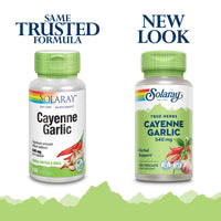 Thumbnail for SOLARAY Cayenne Garlic 540 mg - Cayenne Pepper and Garlic Supplements with Capsaicin - Supplying 40,000 Heat Units - Non-GMO Project Verified, Vegan, 60-Day Guarantee - 100 Servings, 100 VegCaps