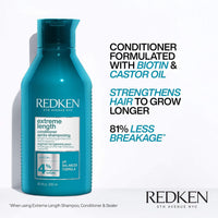 Thumbnail for Redken Extreme Length Conditioner For Damaged Hair - Fortifies, Strengthens and Conditions Hair, Infused With Biotin & Castor Oil For Hair Growth, 10.1 Fl Oz