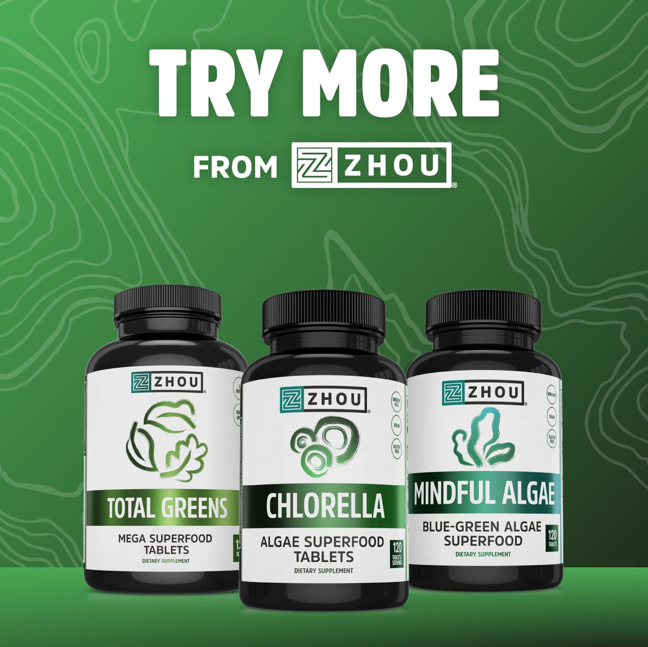 Zhou Chlorophyll Tablets - Chlorophyll Pill Supplement for Women and Men, Health and Wellness Support, Daily Super Greens with Natural Vitamins and Minerals - 90 Tablets