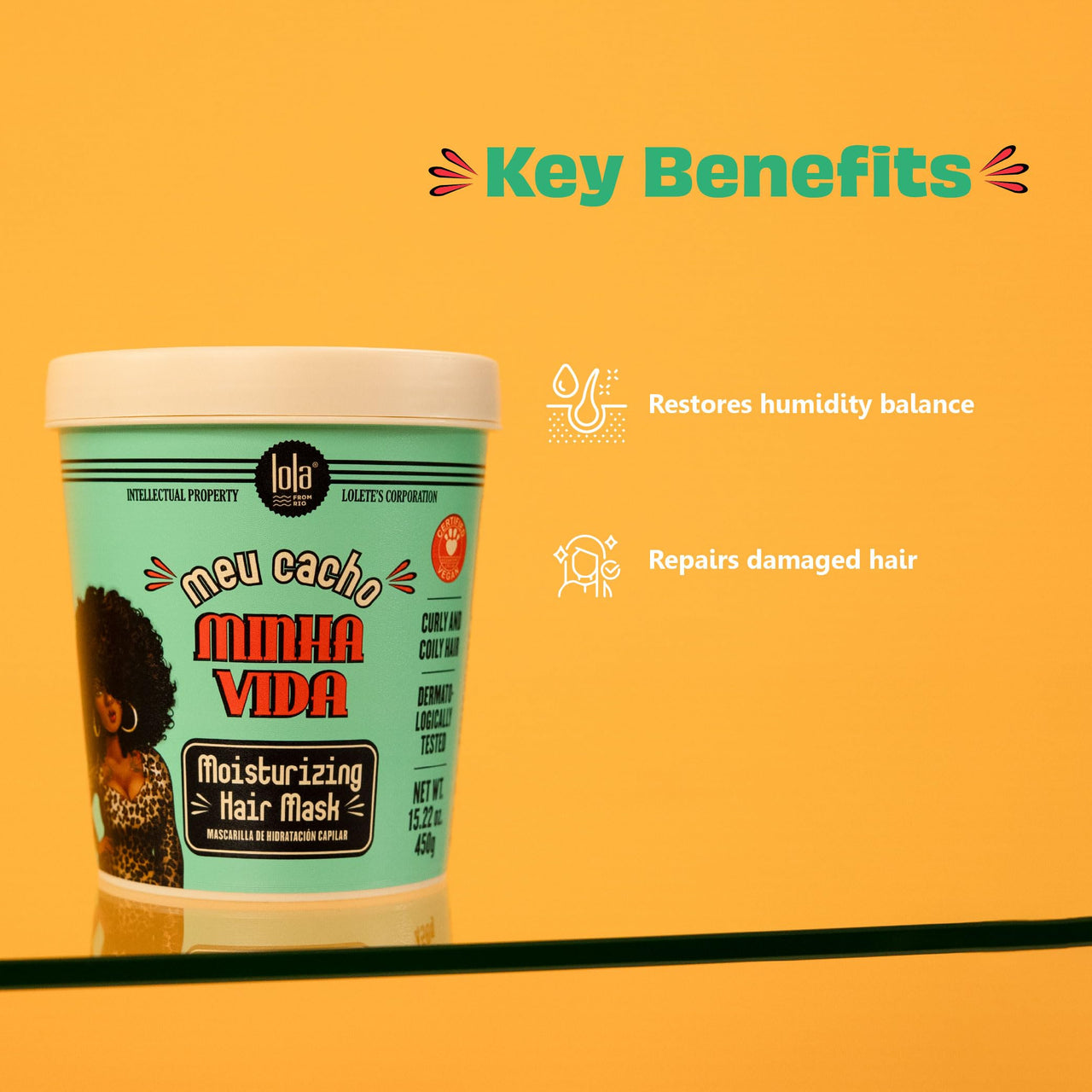 Lola From Rio - Meu Cacho Minha Vida - Moisturizing Hair Mask for Dry, Damaged Curly Hair, Restores, Repairs Hydrates, Moisturizes, Deep Conditioning Treatment 15.87 Fl Oz