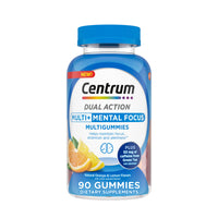 Thumbnail for Centrum MultiGummies Multi+ Dual Action Mental Focus Adult Multivitamin with Caffeine from Green Tea, Supports Mental Focus, Attention and Alertness, Lemon/Orange Flavors - 90 Count