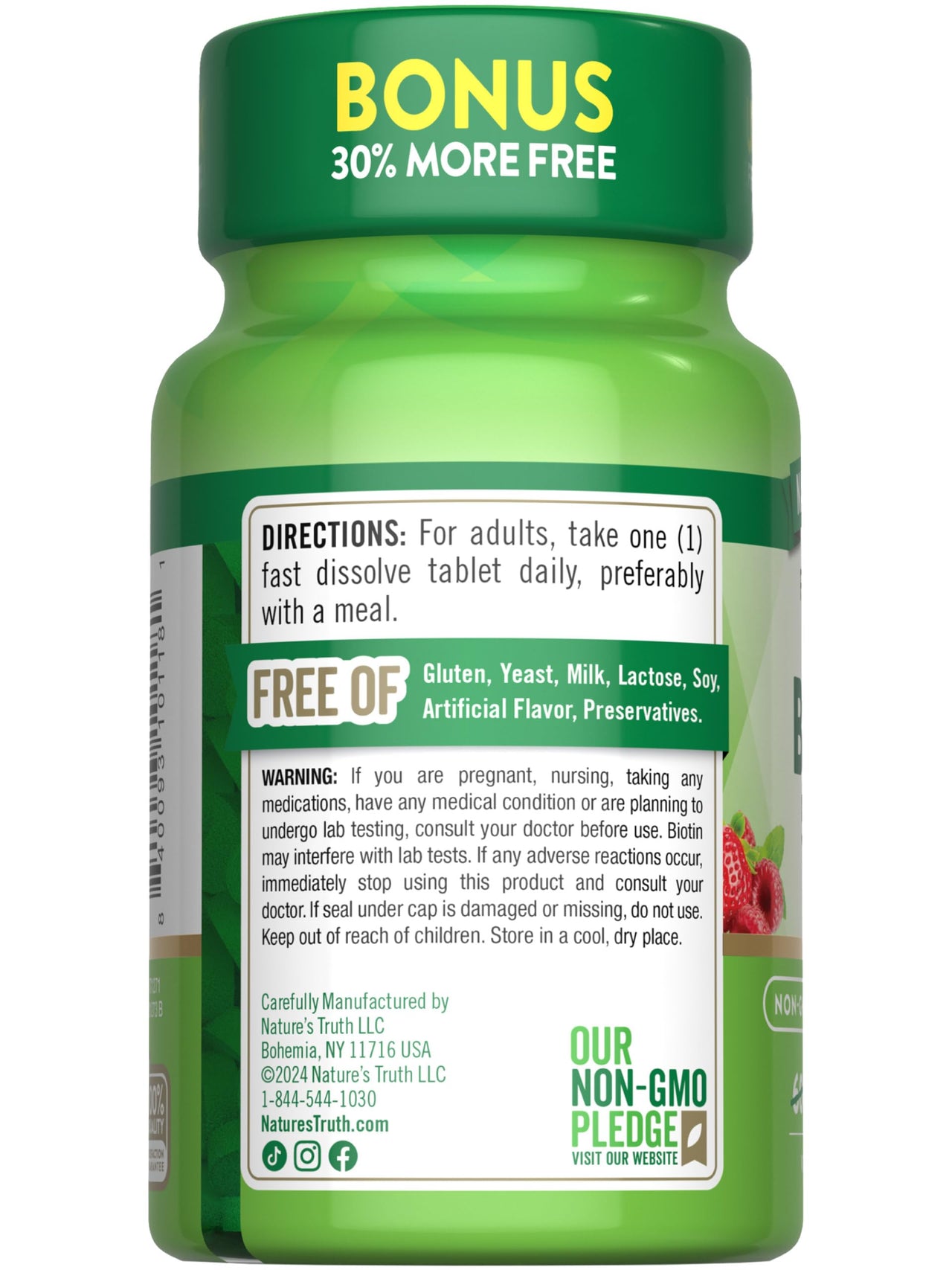Nature's Truth Biotin 5000mcg | 78 Fast Dissolve Tablets | Natural Berry Flavor | Vegan, Non-GMO & Gluten Free