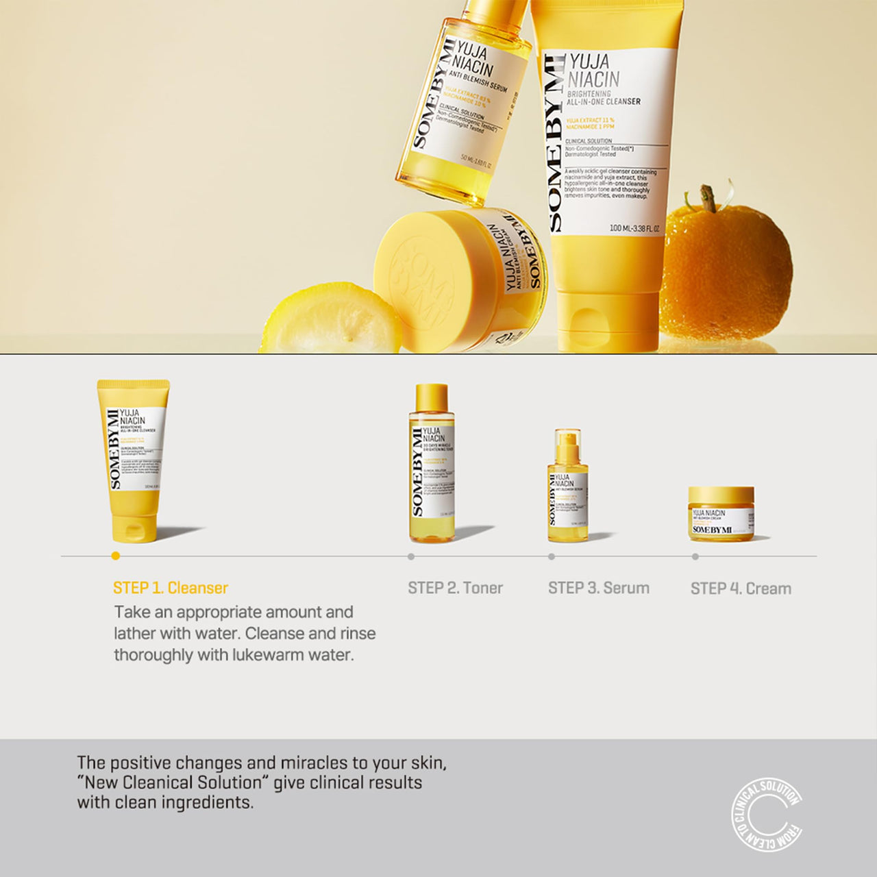 SOME BY MI Yuja Niacin Brightening All in One Cleanser - 3.38Oz, 100ml - Mild Daily Face Wash for Dull-Looking Skin - Low pH Formula with No Irritation - Pore and Sebum Care - Korean Skin Care