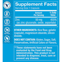 Thumbnail for The Vitamin Shoppe Zinc 50 MG - Immune Support, Skin Health & Antioxidant Protection, Essential Mineral (200 Capsules)