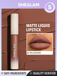 Thumbnail for SHEGLAM Matte Allure Liquid Lipstick Long Lasting High Pigment Lipstick Nourishing Sunflower Oil Reduce Lip Care-Millionaire