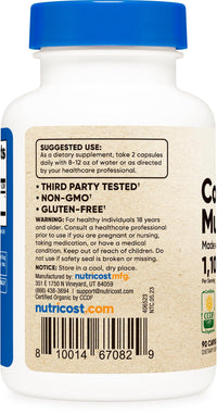 Thumbnail for Nutricost Cordyceps Mushroom Capsules 1100mg, 45 Serv - CCOF Certified Made with Organic, Vegetarian, Gluten Free, 550mg Per Capsule (90 Capsules)